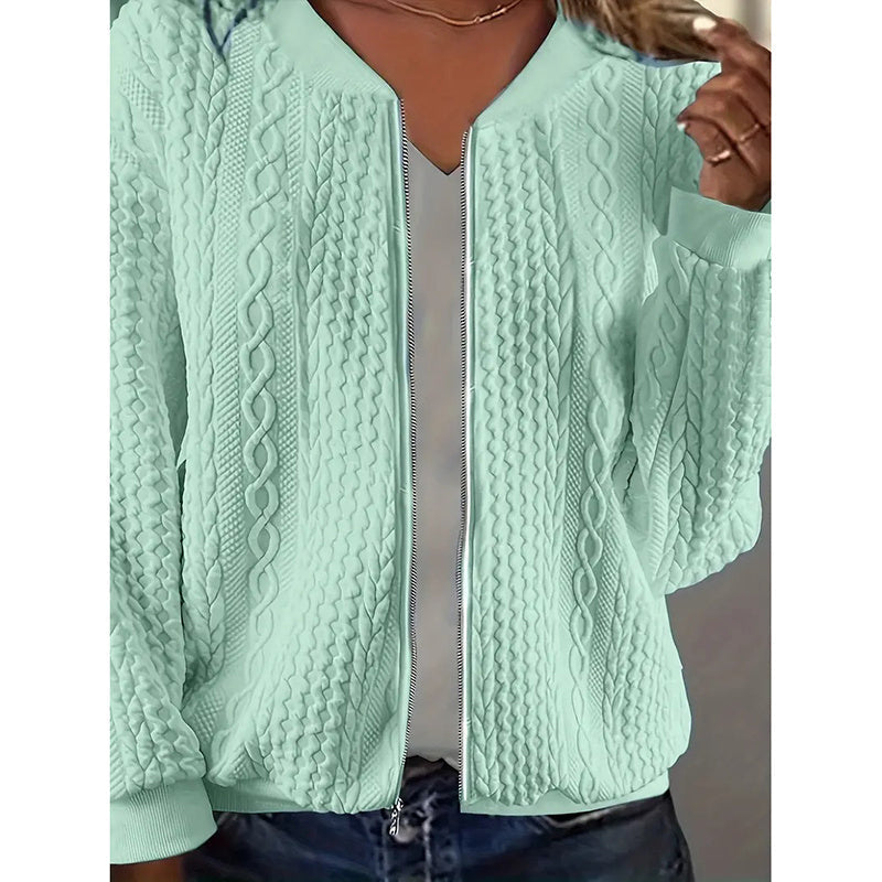 Chaquetas Bomber para Mujer Abrigos Jacquard Lindos Chaquetas Ligeras con Cremallera