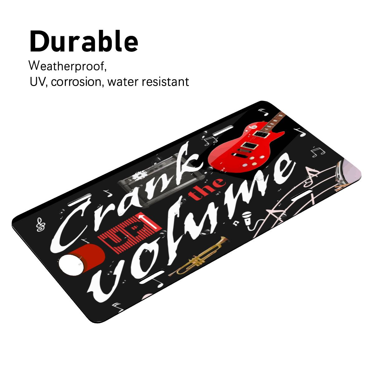 Crank Up the Volume Music Black Aluminum License Plate (Made in USA)