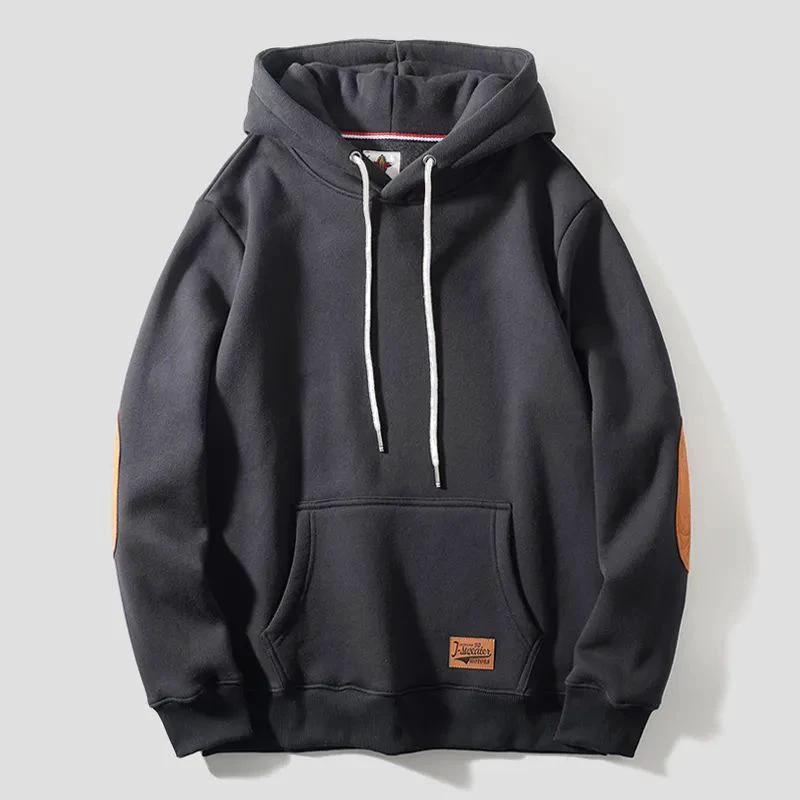 Men's Thick Warm Affixed Cloth Embroidered Hoodies