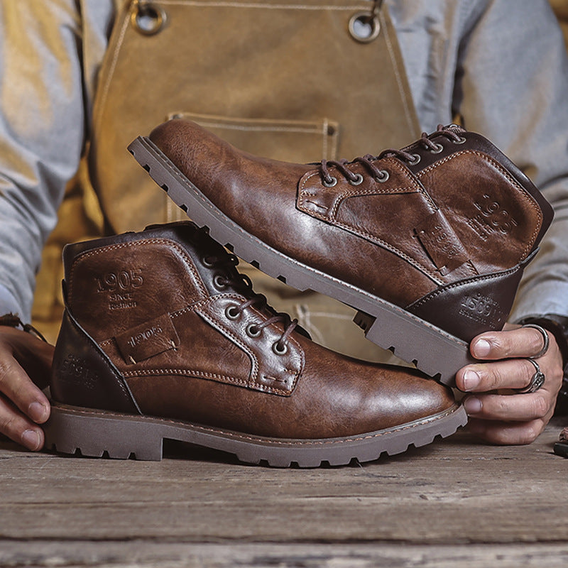 Men's Retro British Style Leather Boots