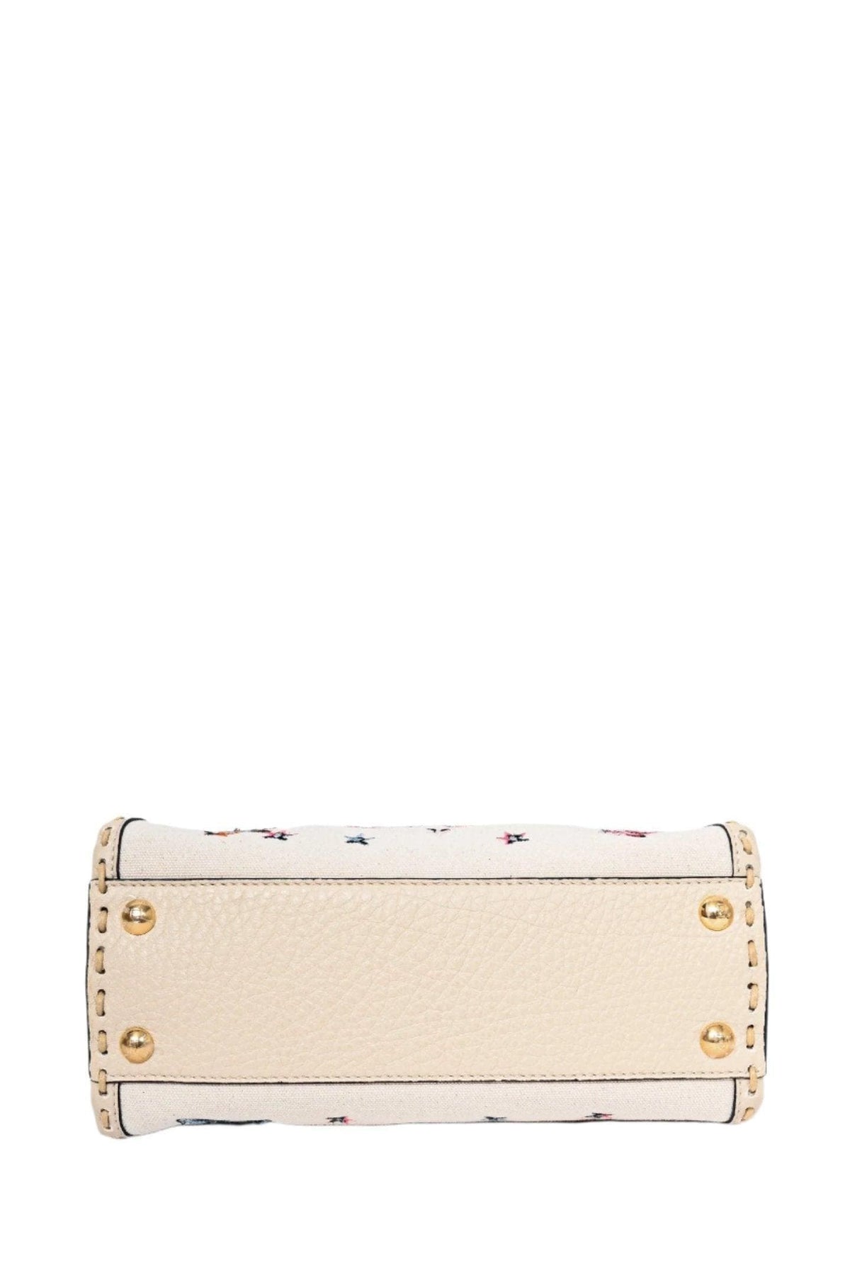 Fendi Cream Leather Astrology Embroidered Canvas Mini Peekaboo Top Handle