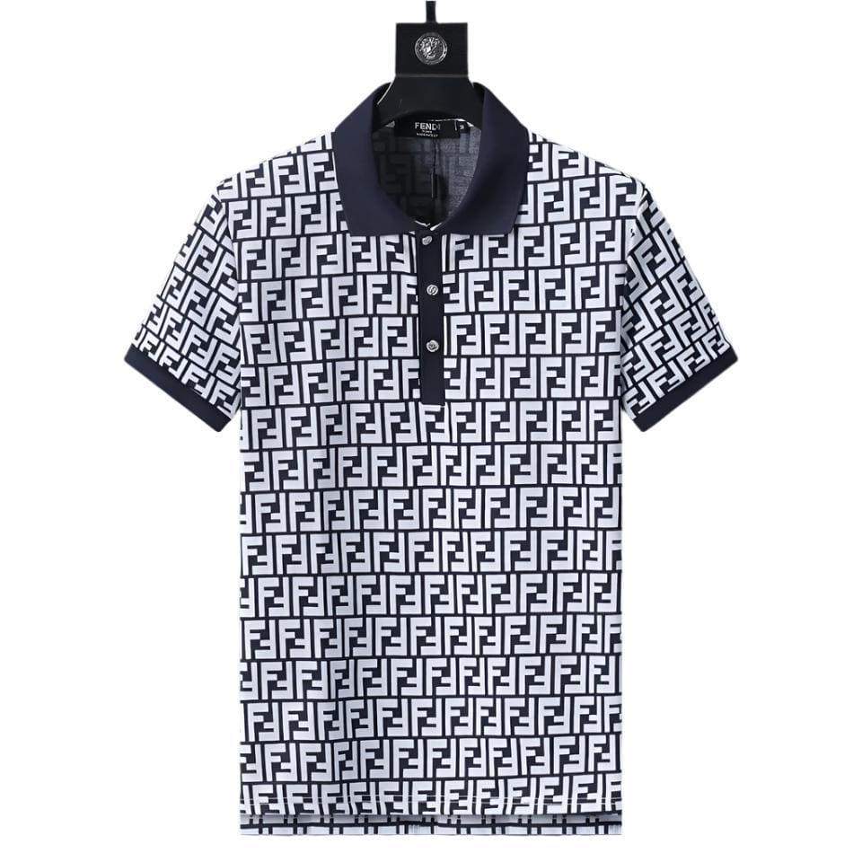 Fendi Navy T-Shirt With Collar