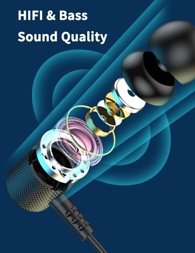 Fenix Neckband Headphones with Bluetooth for Sports, Gaming and Runing .Earbuds Waterproof Sports in-Ear True Wireless Stereo, Black, FNX-114