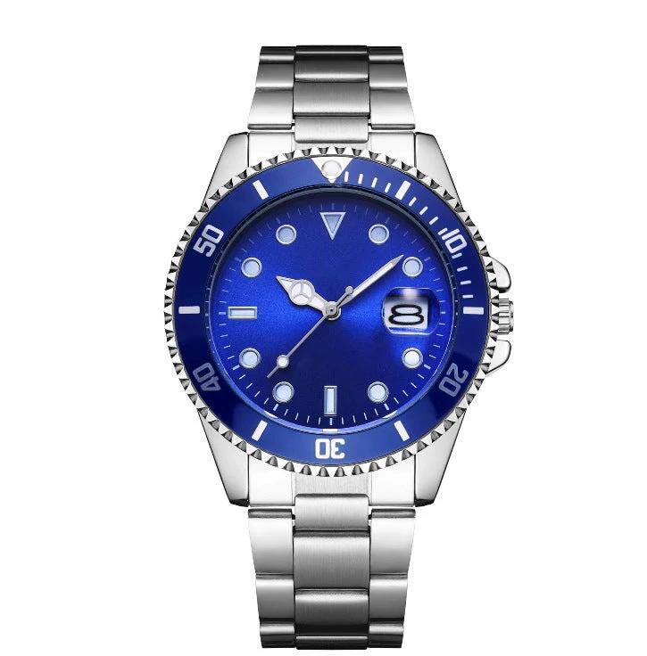 Luminous Solid Steel Strap Single Calendar Men's Watch