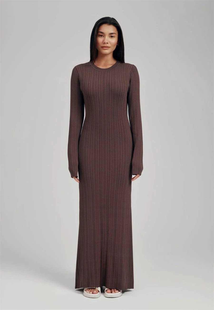 Figure-flattering Foreign Trade Thermal Base Long Sleeve Sweater Dress