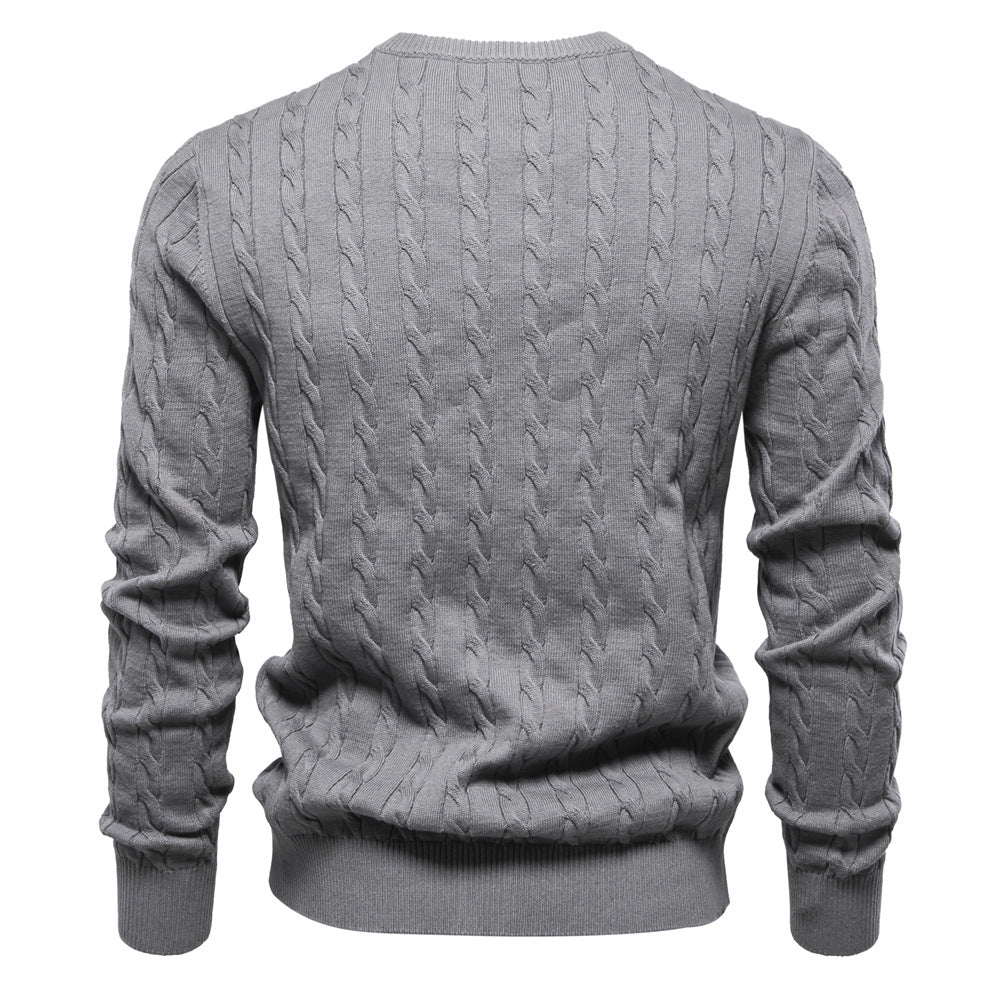 2026 Autumn And Winter New Cross-border Foreign Trade High Quality Men's Sweater Pullover Fawn Embroidery Solid Color Sweater For Men