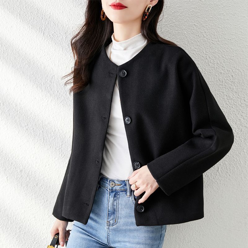 Solid-color Wool Coat For Women