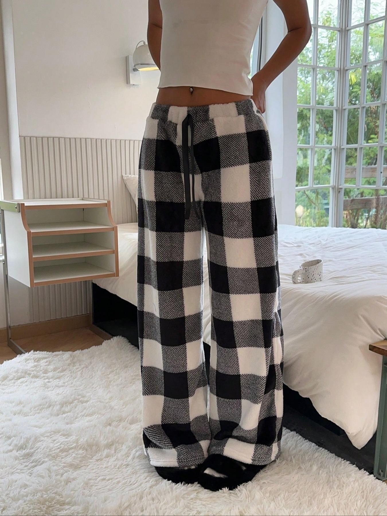 Pantalones de felpa anchos con estampado de leopardo