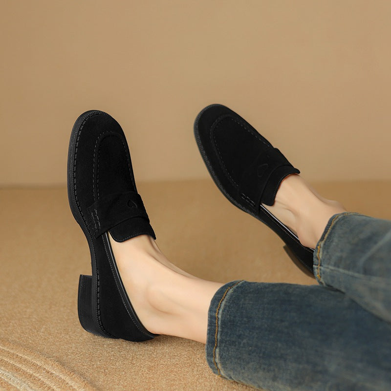 Women's Sheepskin Chunky Heel Pumps