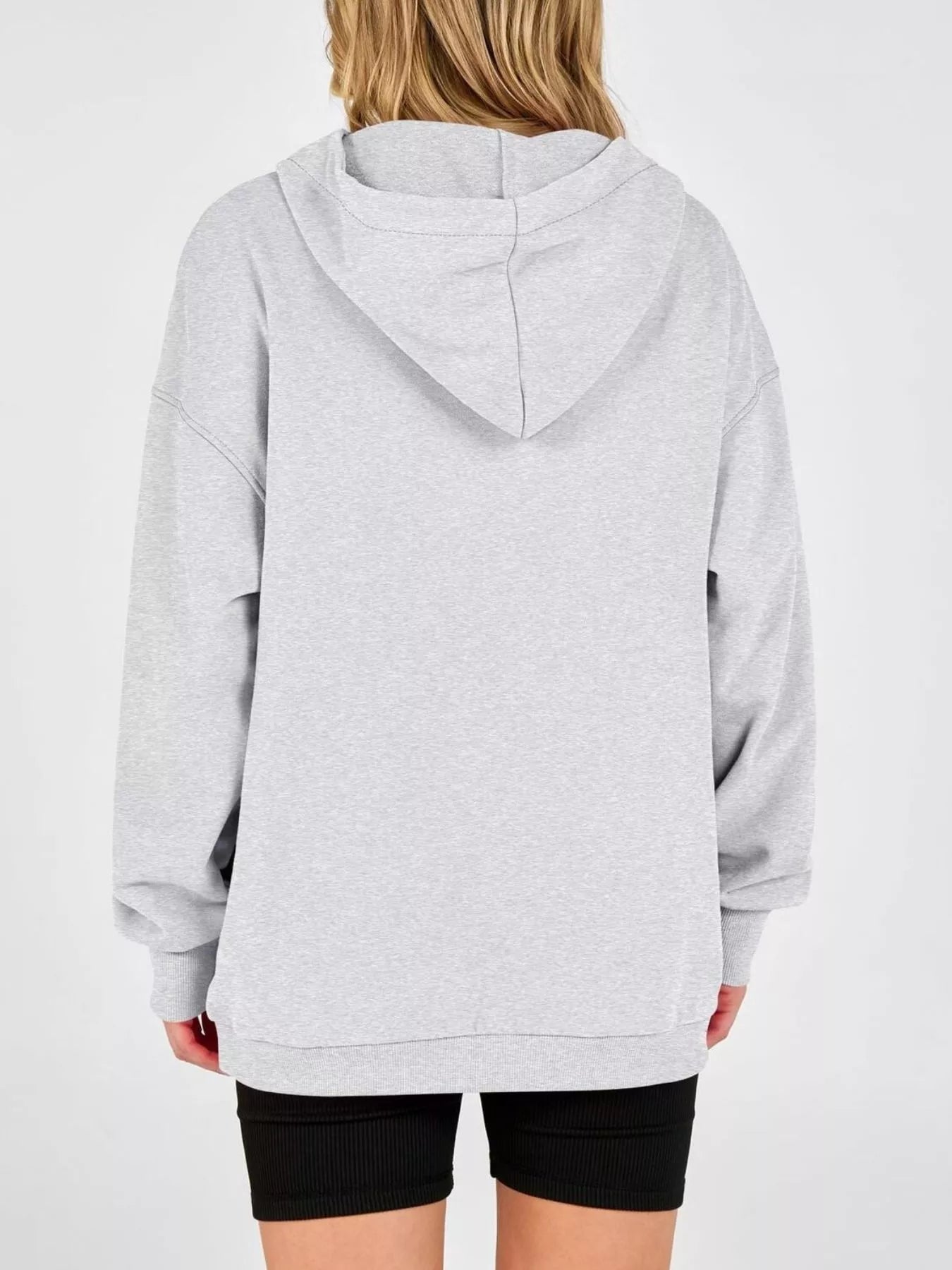 Half Snap Dropped Shoulder Hoodie