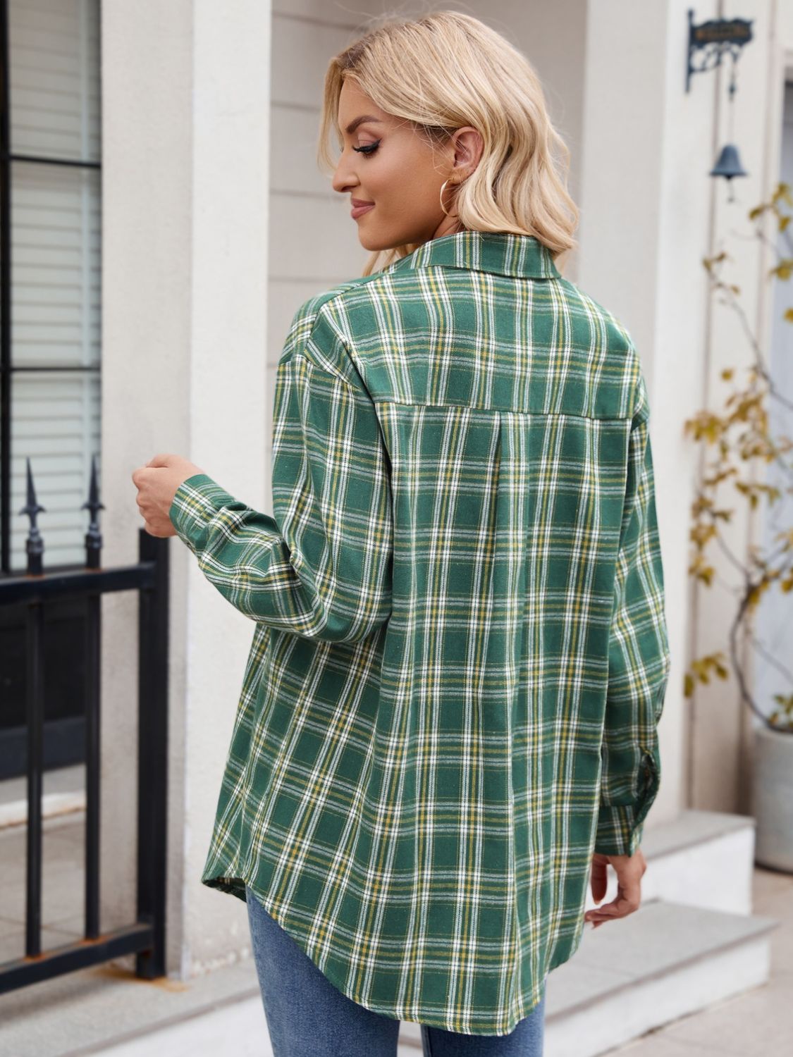 Camisa Mandy de manga larga con botones a cuadros