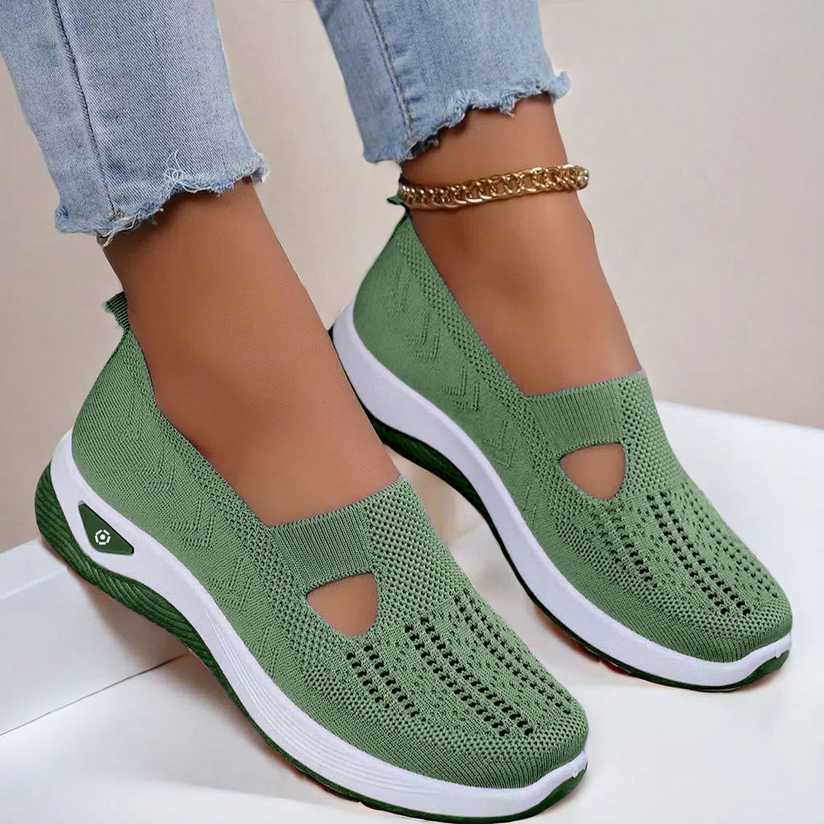 Mesh Flats Shoes Fashion Breathable Non-slip Soft Bottom Casual Shoes For Women