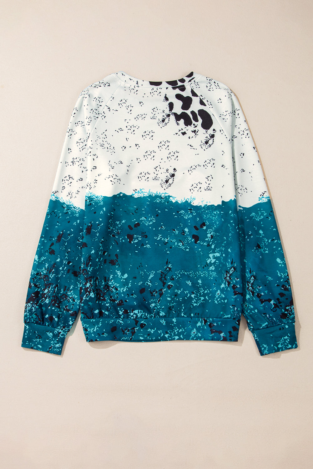Sudadera con bloques de color y estampado tie-dye de vaca azul