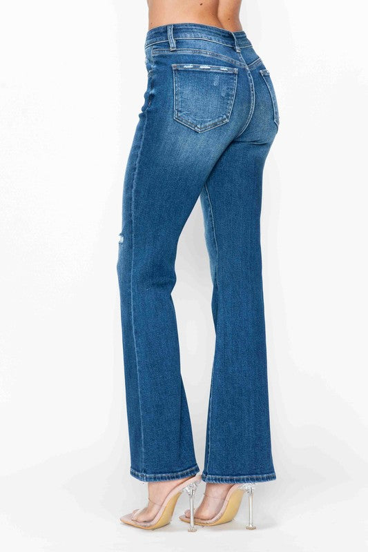 bytos Jeans Acampanados de Tiro Alto con Bolsillos