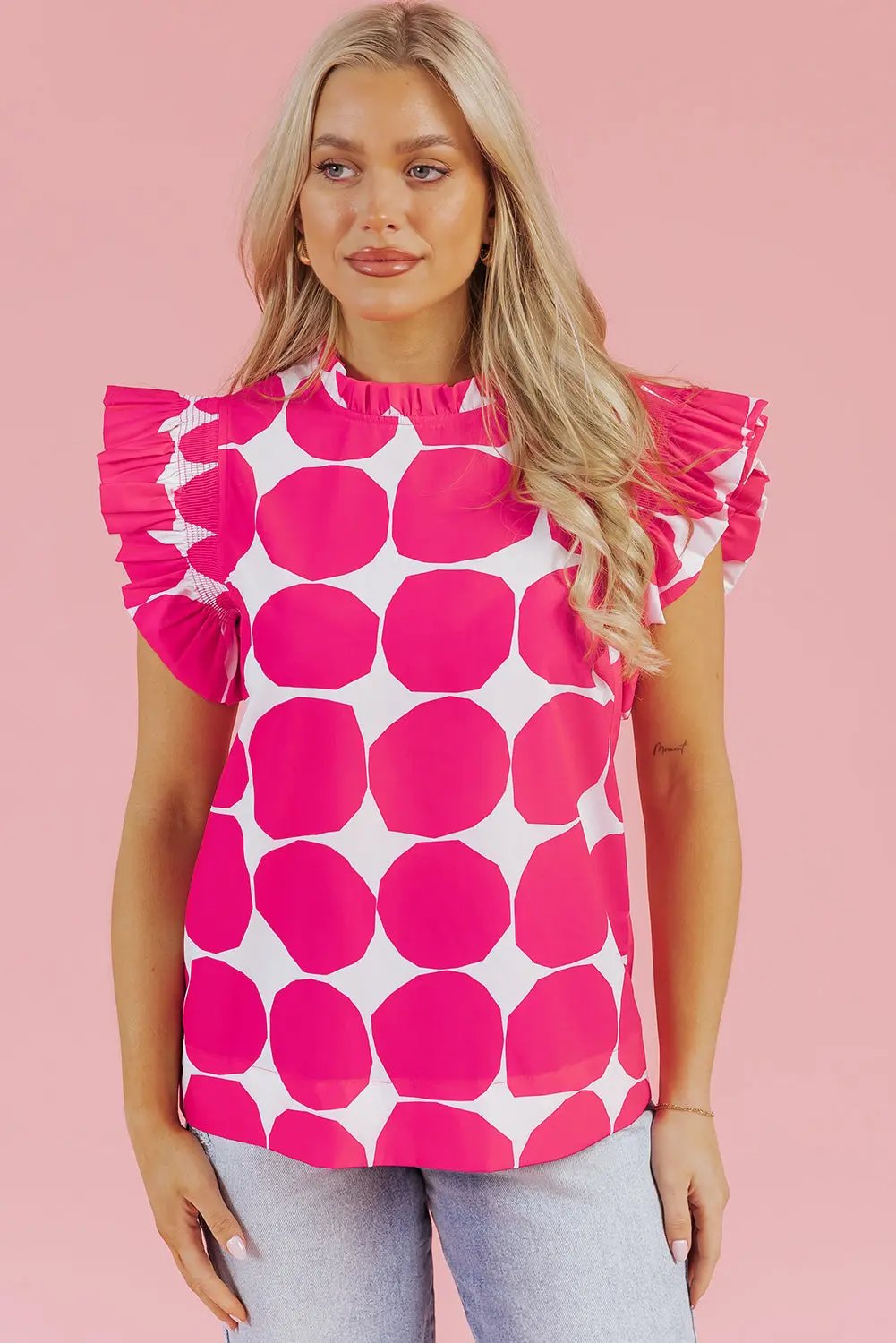 Women's Top - Frilled Flutter Sleeve - Summer Fashion