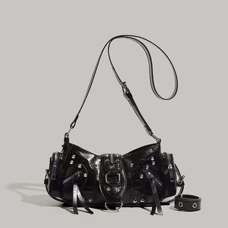 Edgy Y2k-style Single-shoulder Commuter Crossbody Biker Bag