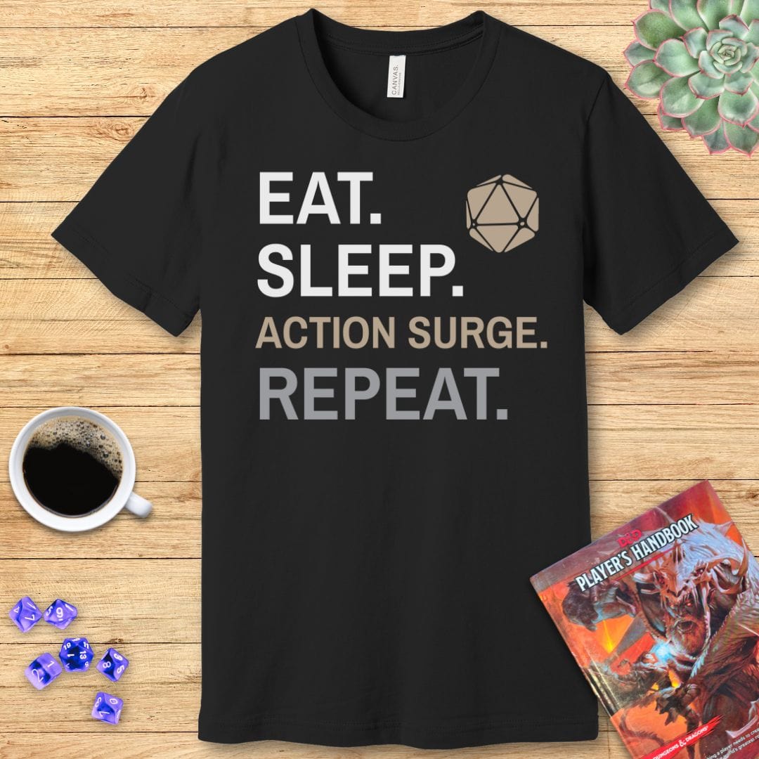 Camiseta Clase Luchador – 'Comer, Dormir, Ráfaga de Acción, Repetir'