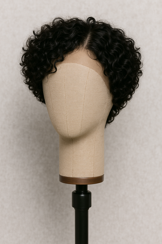 Corona's Bellezas Encaje Frontal – Rizo Natural Negro Pixie