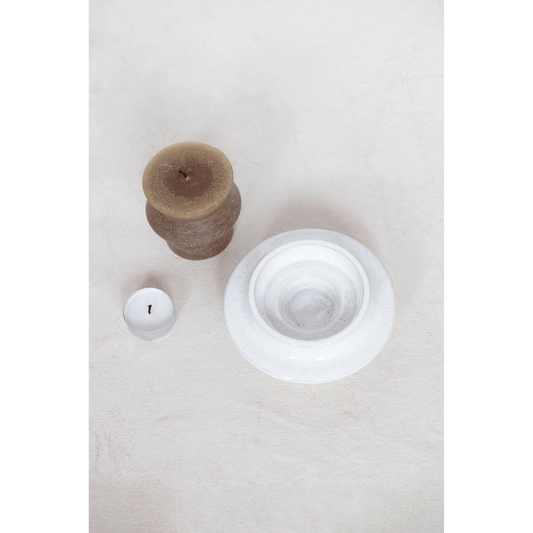 Portavelas de gres para vela de té / pilar