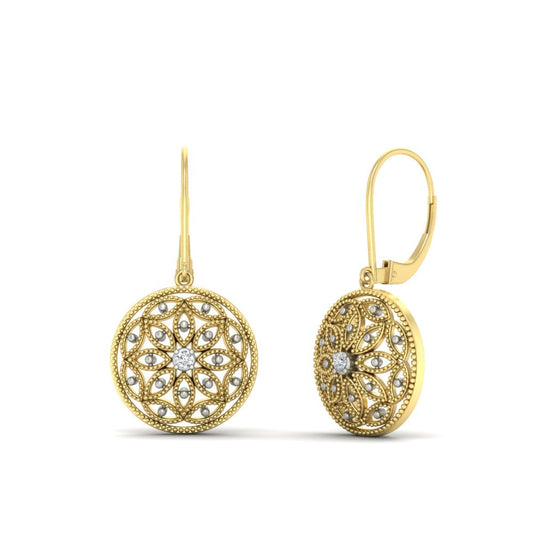 Filigree Circle Drop Lever Back Earring