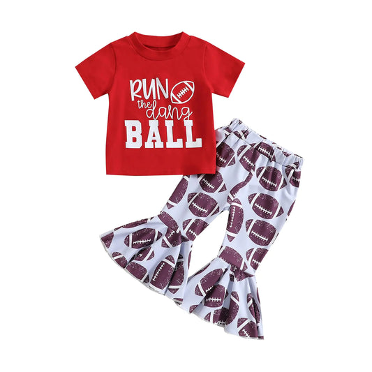 FIOMVA Toddler Kids Baby Girl Football Clothes Outfits Tracksuit Top Shirt Sweatshirt + Pants Trousers Leggings 2Pcs Set-Fall/Winter - # BAAA51210035