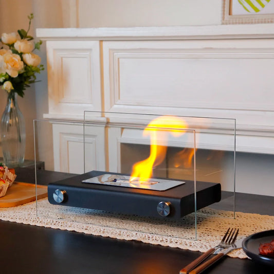 14" L Rectangular Tabletop Fire Bowl Pot (white)