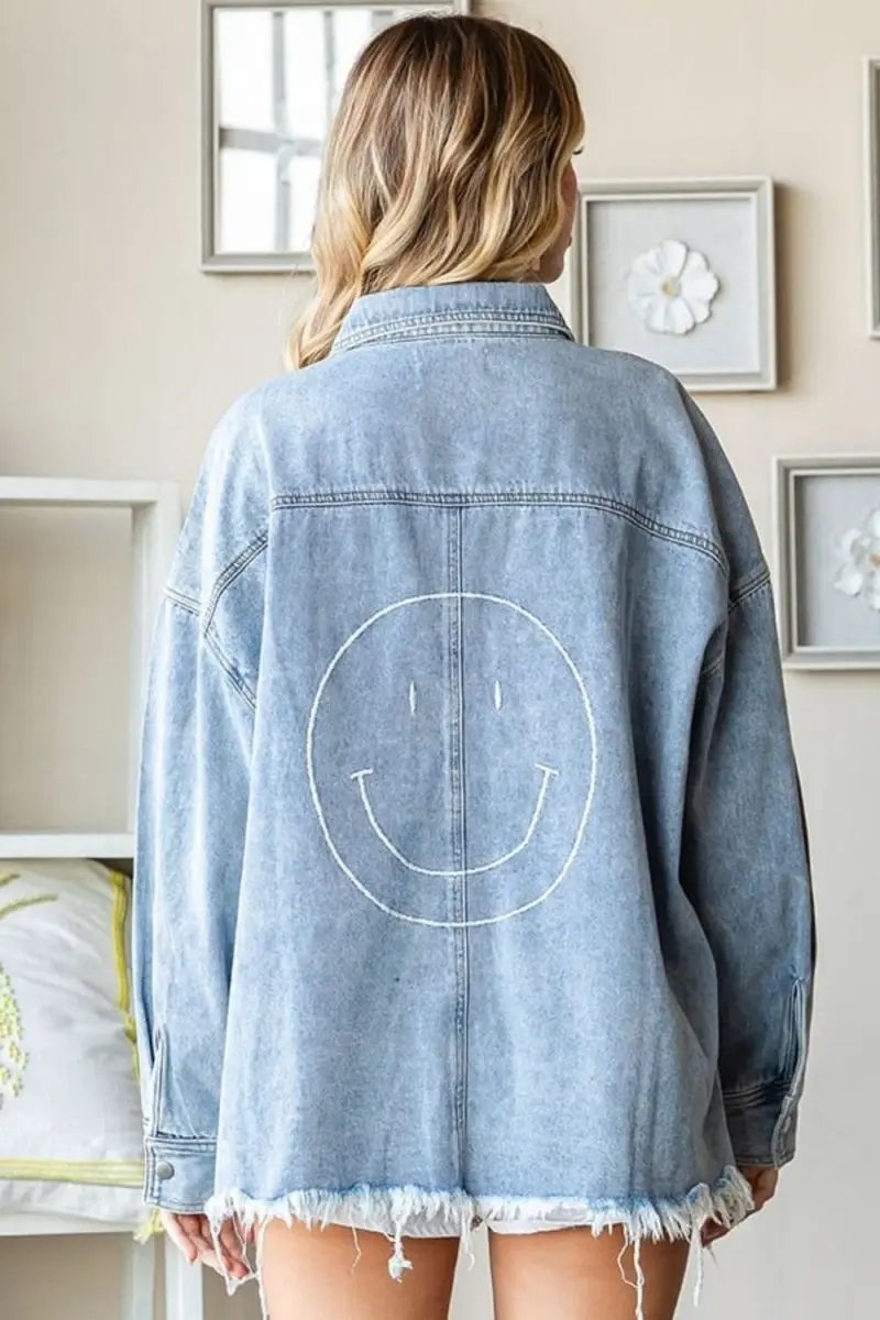 Trendsi Denim Jacket Women's Raw Hem — Casual Outerwear