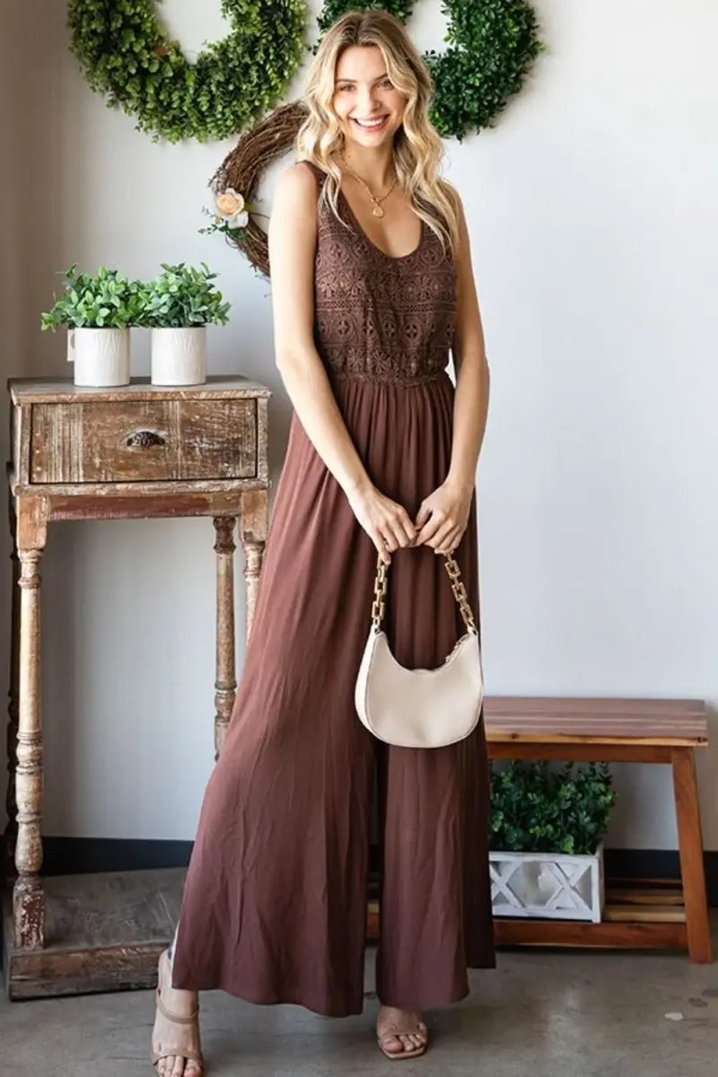 Dresses Lovesalve WS Tie Back Jumpsuit Women's Summer Slit Wide Leg Romper Chic & Comfy