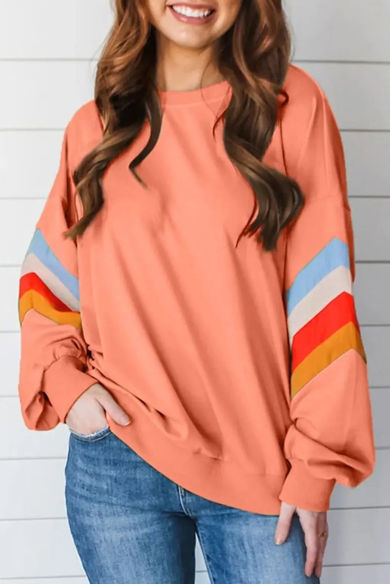 Sweaters Love Salve Rainbow Sweatshirt Women's Daily Wear Crew Neck Pullover Comfy Casual Top
