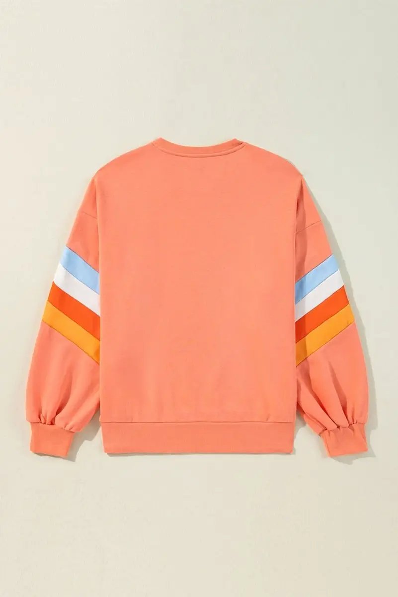 Sweaters Love Salve Rainbow Sweatshirt Women's Daily Wear Crew Neck Pullover Comfy Casual Top