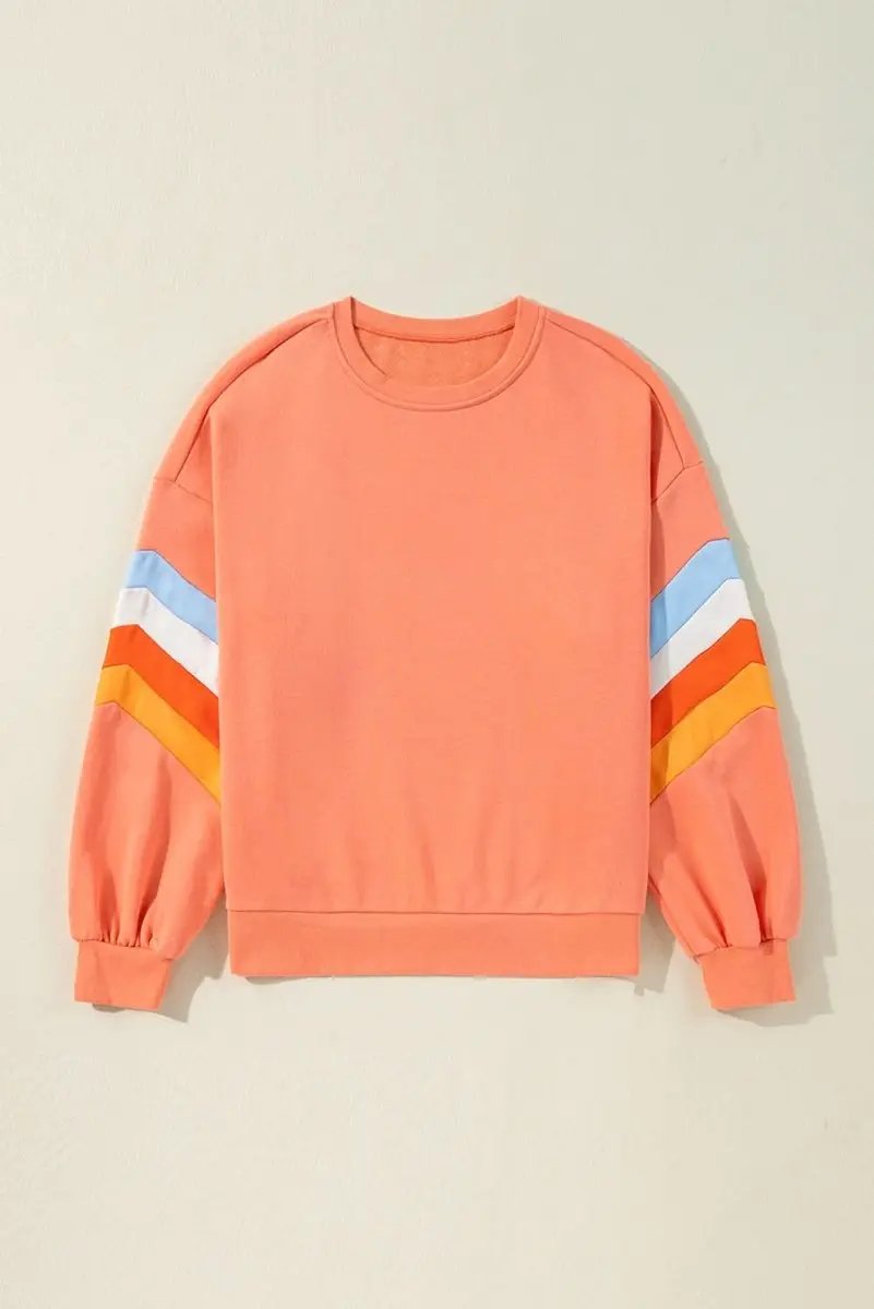 Sweaters Love Salve Rainbow Sweatshirt Women's Daily Wear Crew Neck Pullover Comfy Casual Top
