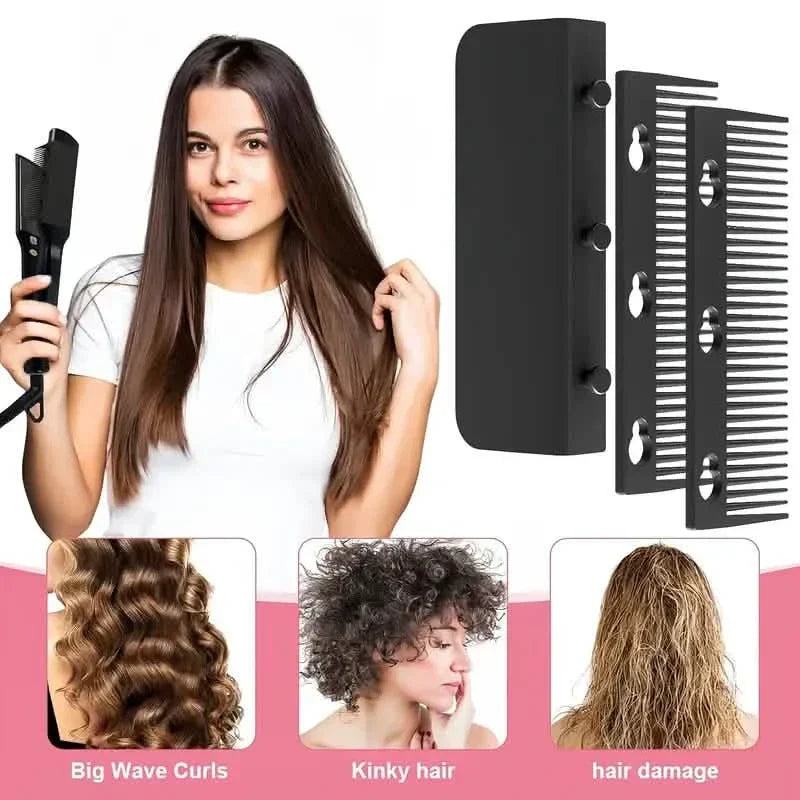 Flat Iron Comb, ABS Plastic Handle Hair Straightener Comb Attachment