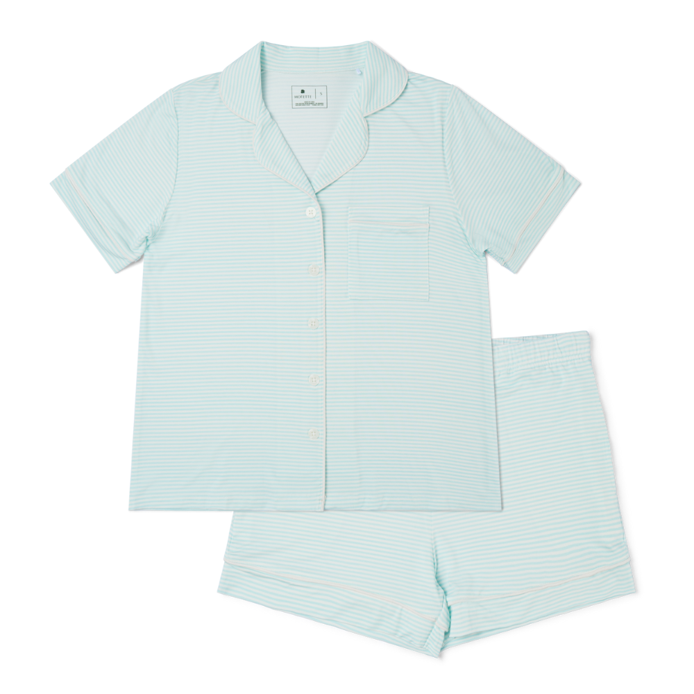 Conjunto de pijama de mujer de bambú con shorts y camiseta de manga corta Cloud Stripe