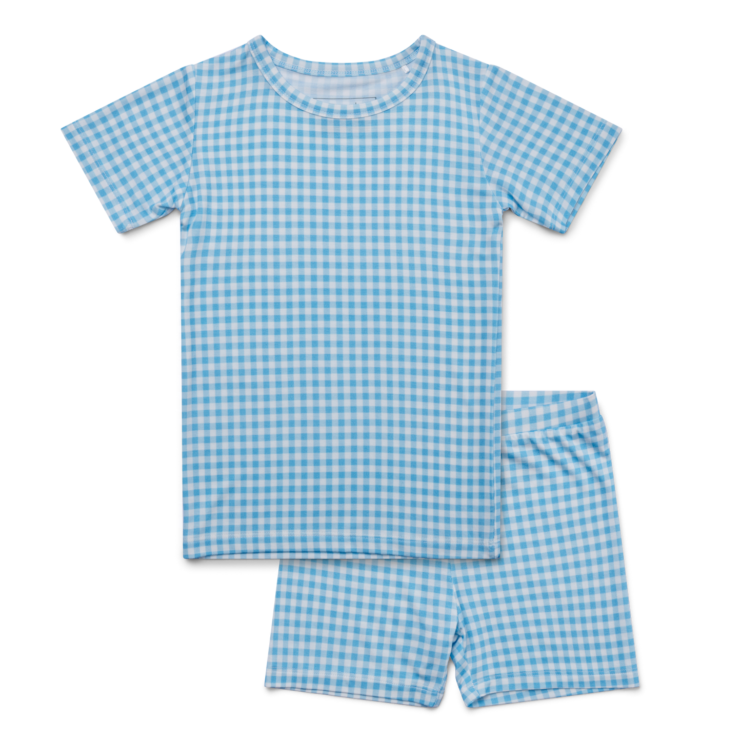 Conjunto de pijama de bambú de dos piezas para bebé Harbor Gingham de manga corta y pantalones cortos