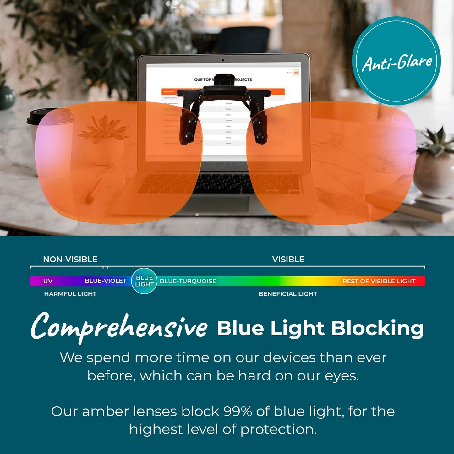 Night-time Flip-up Clip-on Blue Light Blocking Glasses