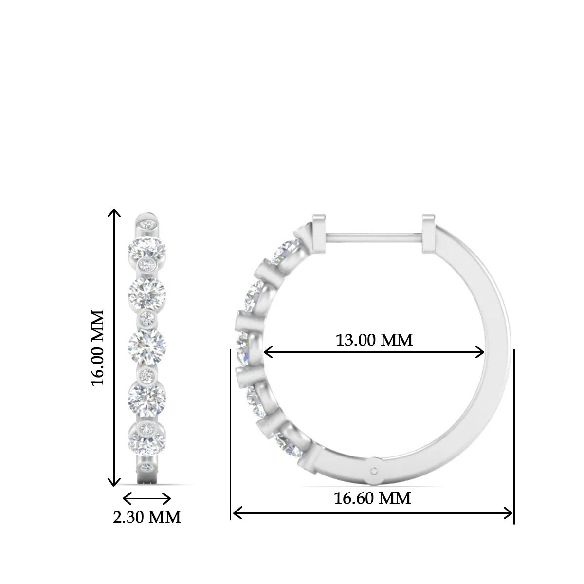 Floating Bezel Diamond Huggie Earring