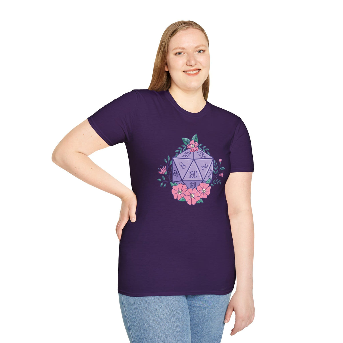 Floral D20 Tabletop RPG T-Shirt