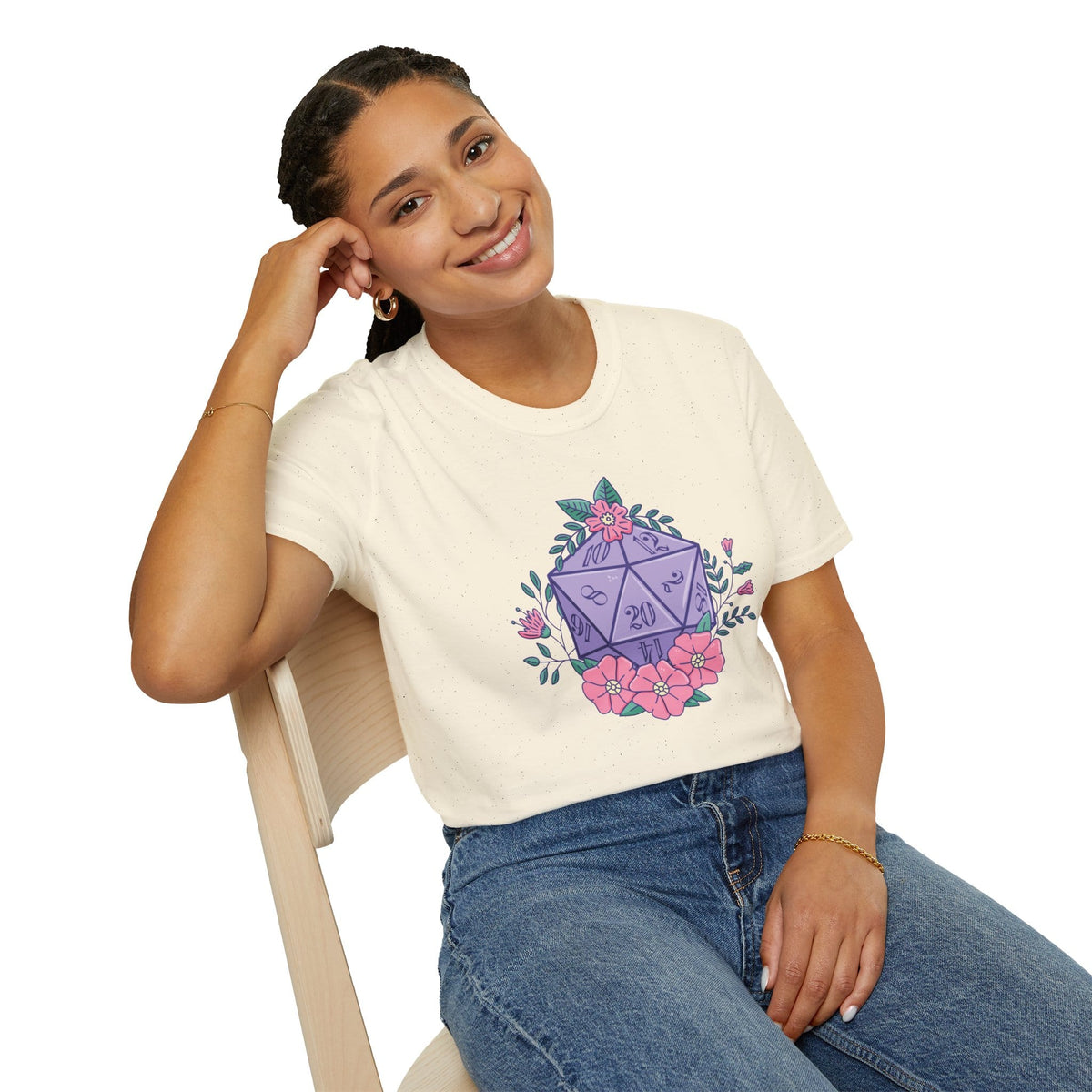 Floral D20 Tabletop RPG T-Shirt