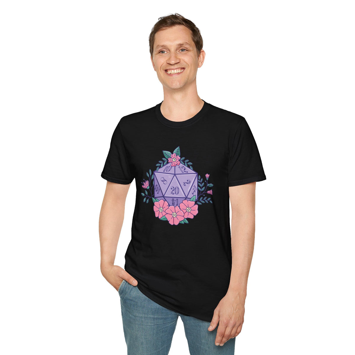 Floral D20 Tabletop RPG T-Shirt