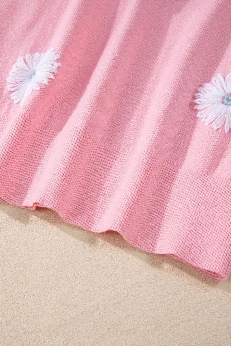 Love Salve Floral Knit Top Short Sleeve — Soft Summer Sweater
