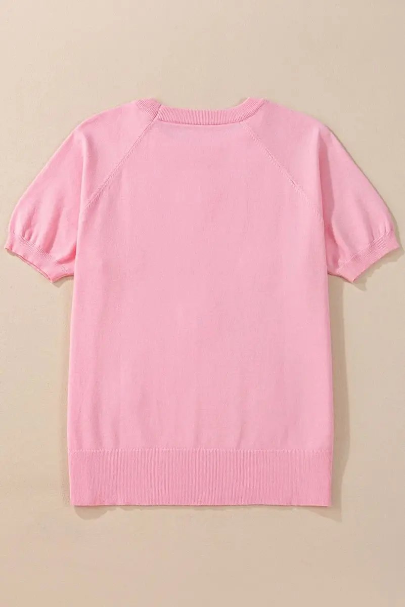 Love Salve Floral Knit Top Short Sleeve — Soft Summer Sweater