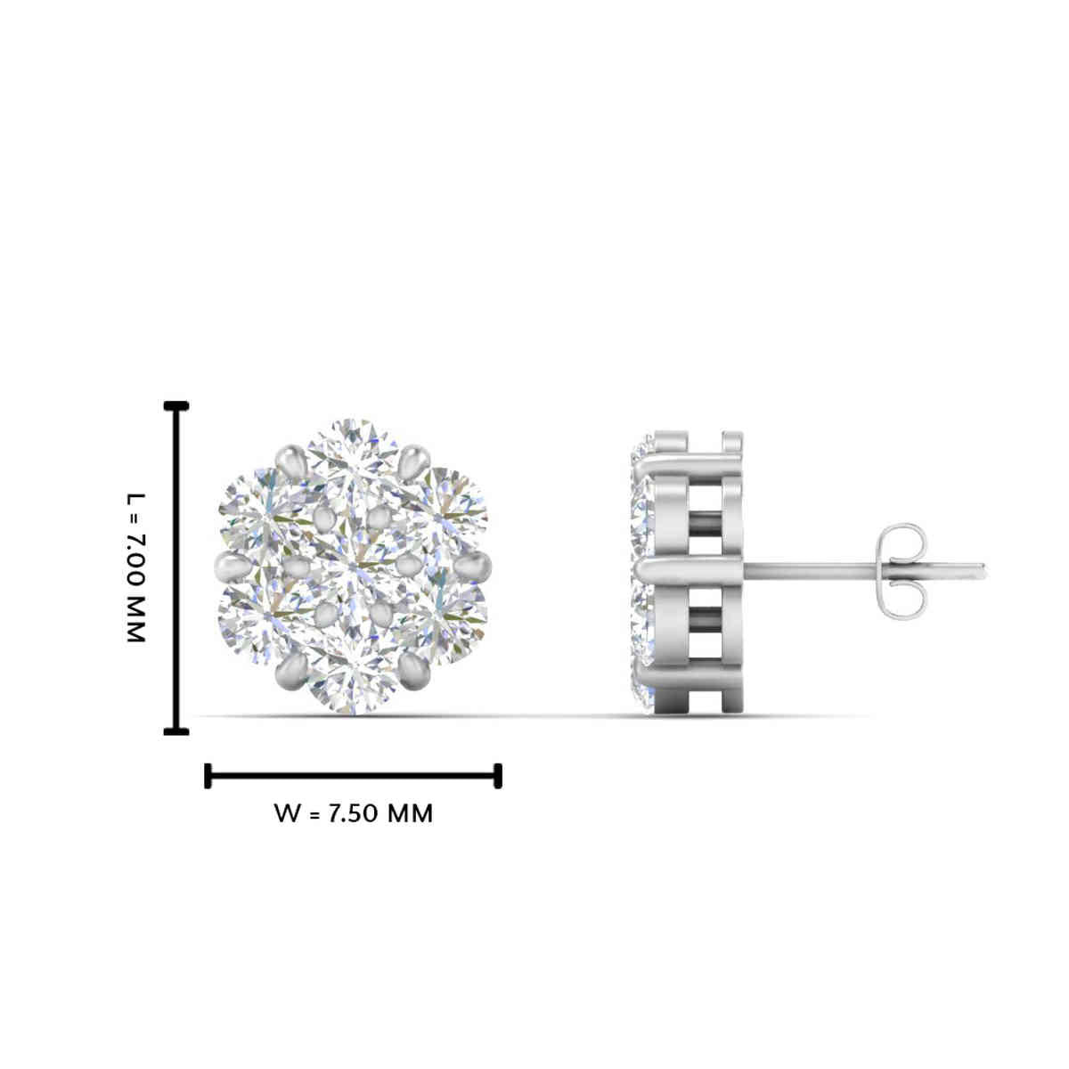 0.75 Carat 7 Stone Flower Diamond Earring