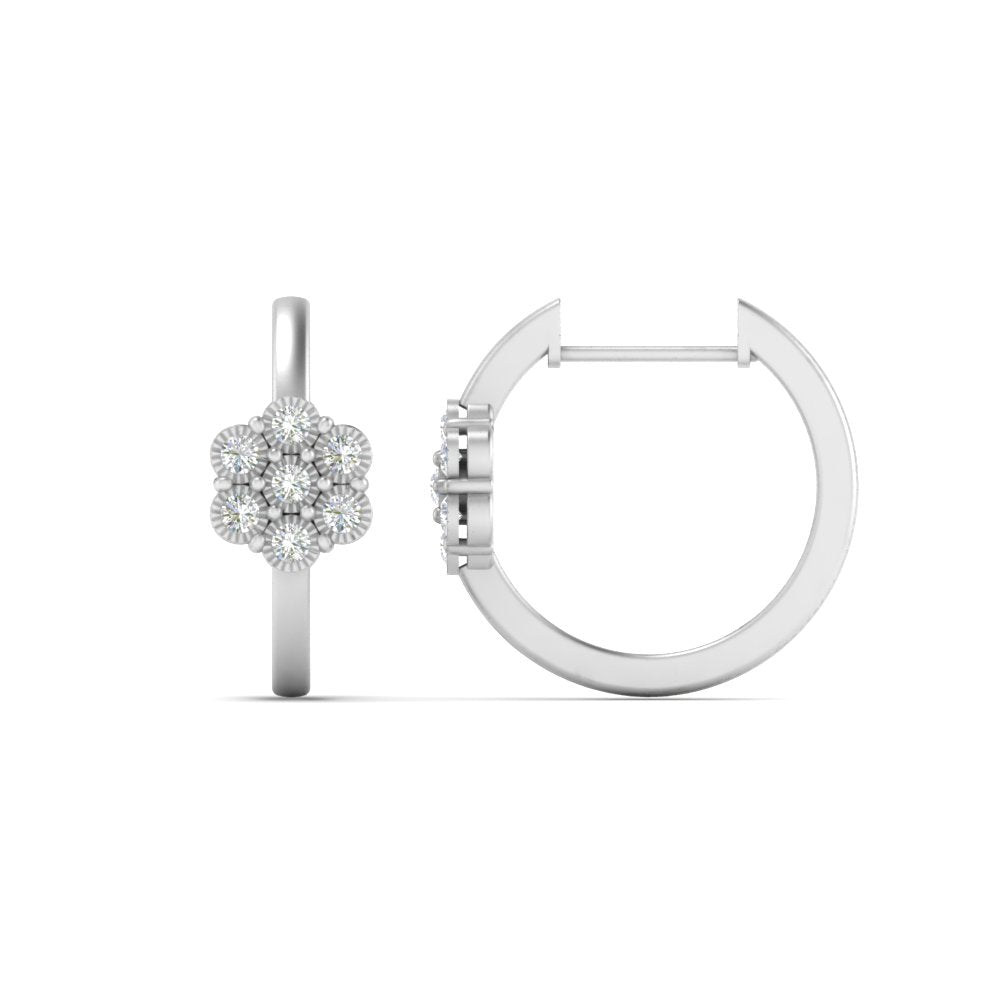Flower Small 2 Tone Hoop Huggie Earrings