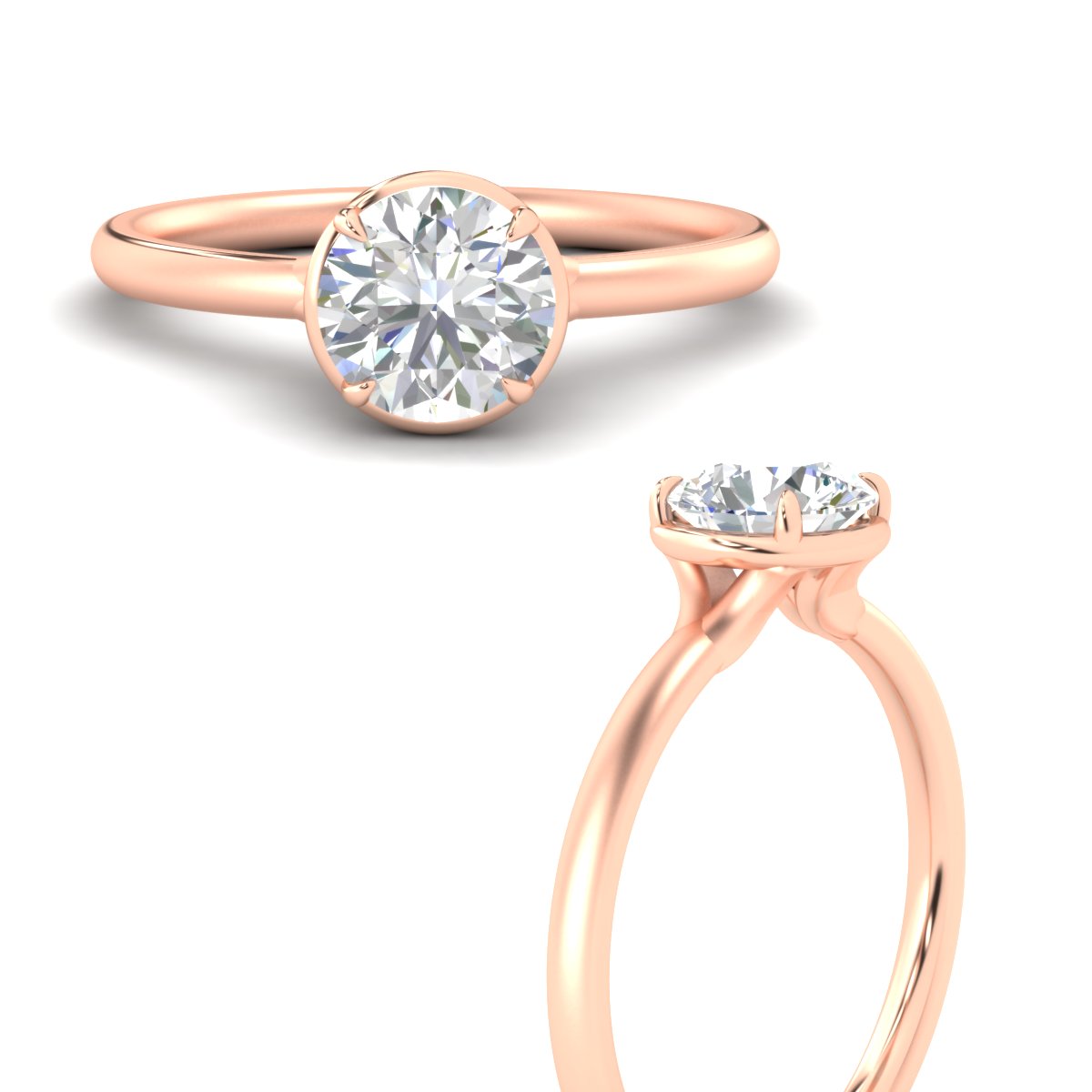 Flush Collet Solitaire Engagement Ring