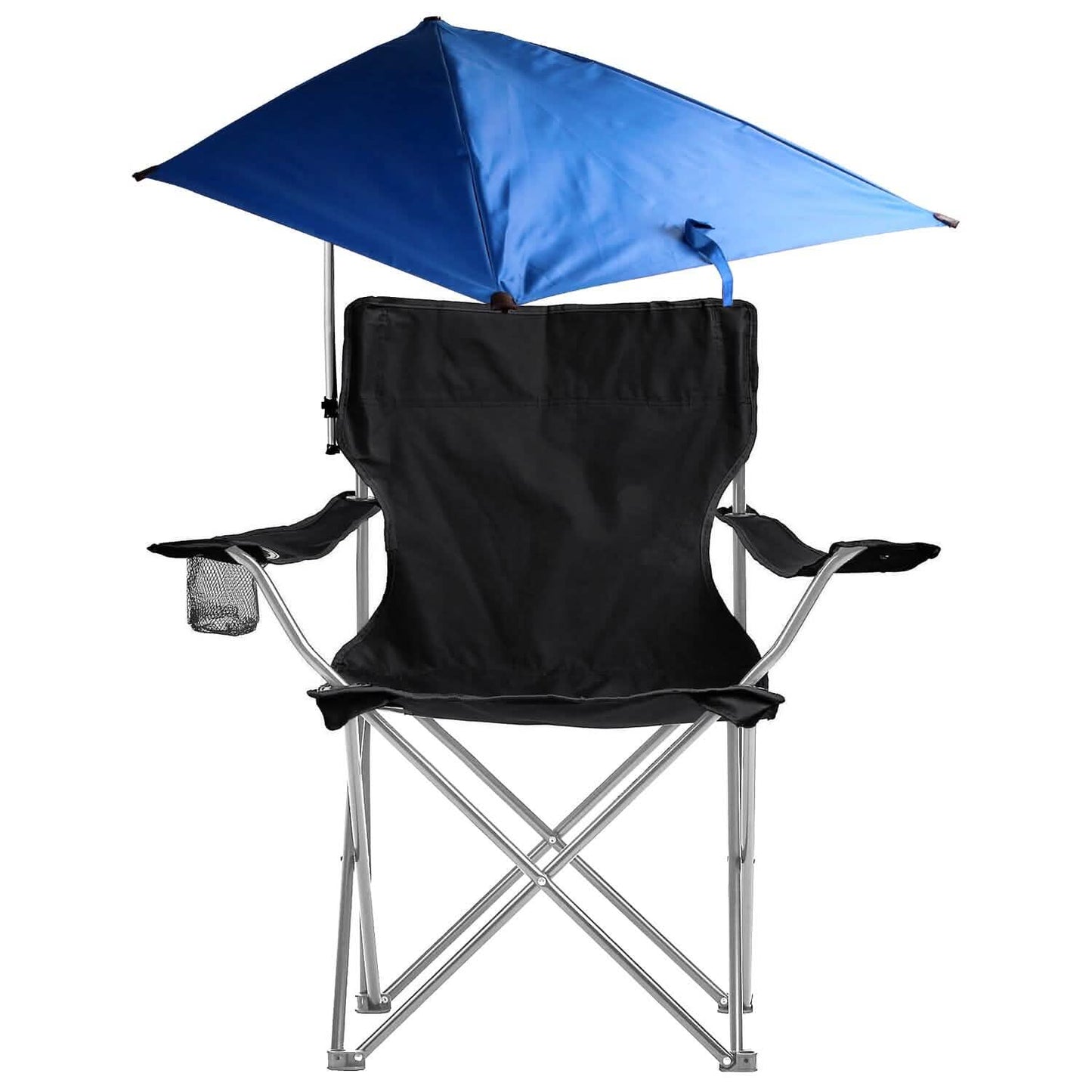 Foldable Beach Chair with Detachable Armrest Adjustable Canopy Stool with Cup Holder