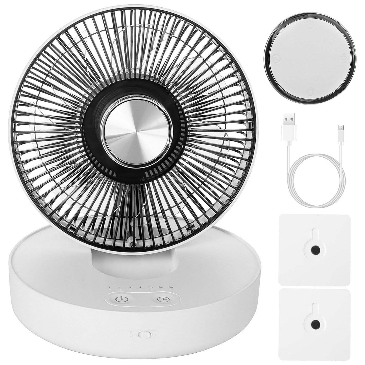 Foldable Rechargeable LED Desk Fan Wall Mounted with Magnetic Remote