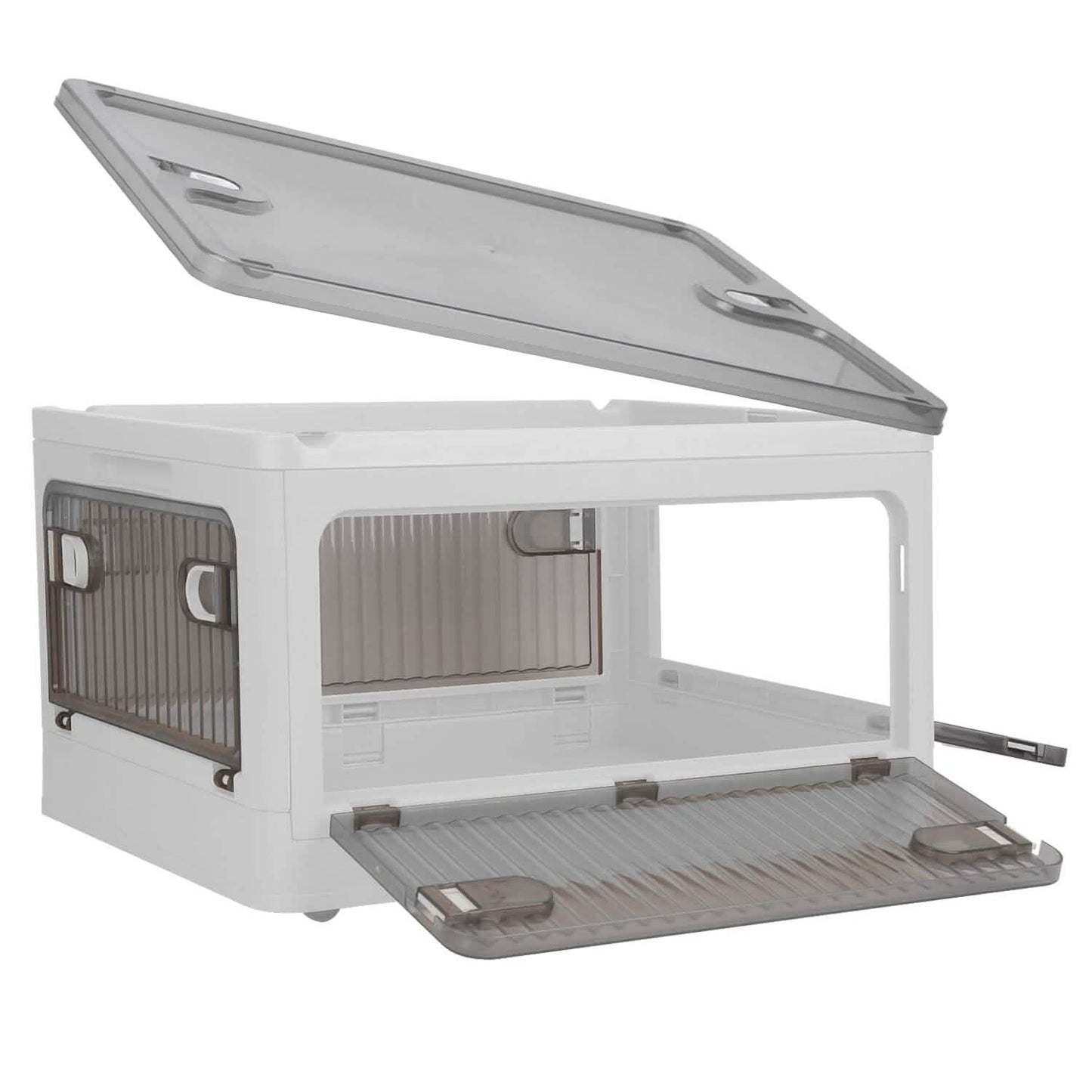 Foldable Storage Bins with Lid 4 Doors Collapsible Stackable with Lock
