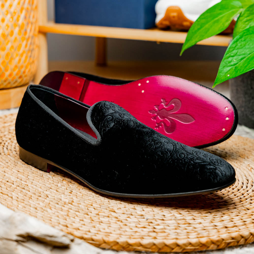 10-520-BLK Zapatos de esmoquin de terciopelo FORMAL II, Negro