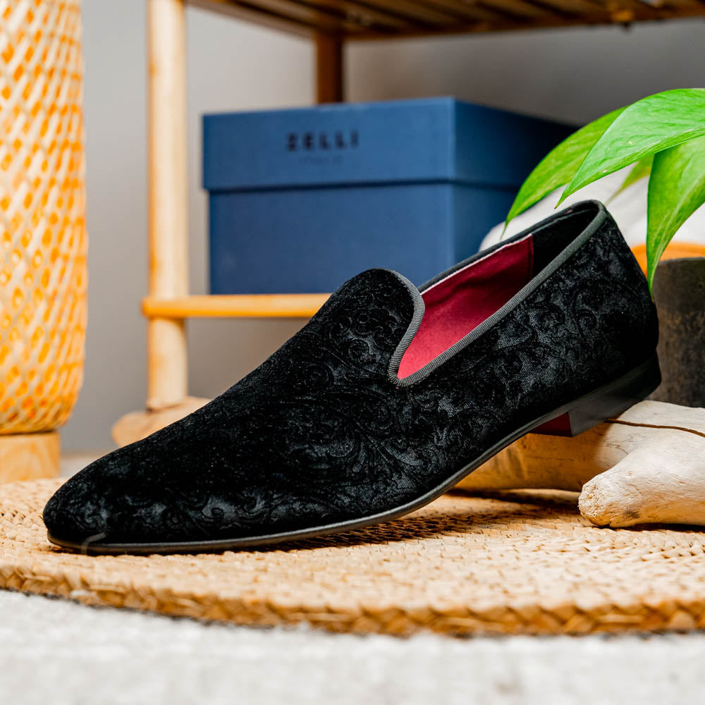 10-520-BLK Zapatos de esmoquin de terciopelo FORMAL II, Negro
