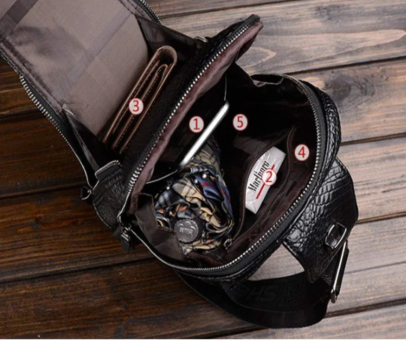 Croc Design Leather Sling Bag – Sophisticated & Practical